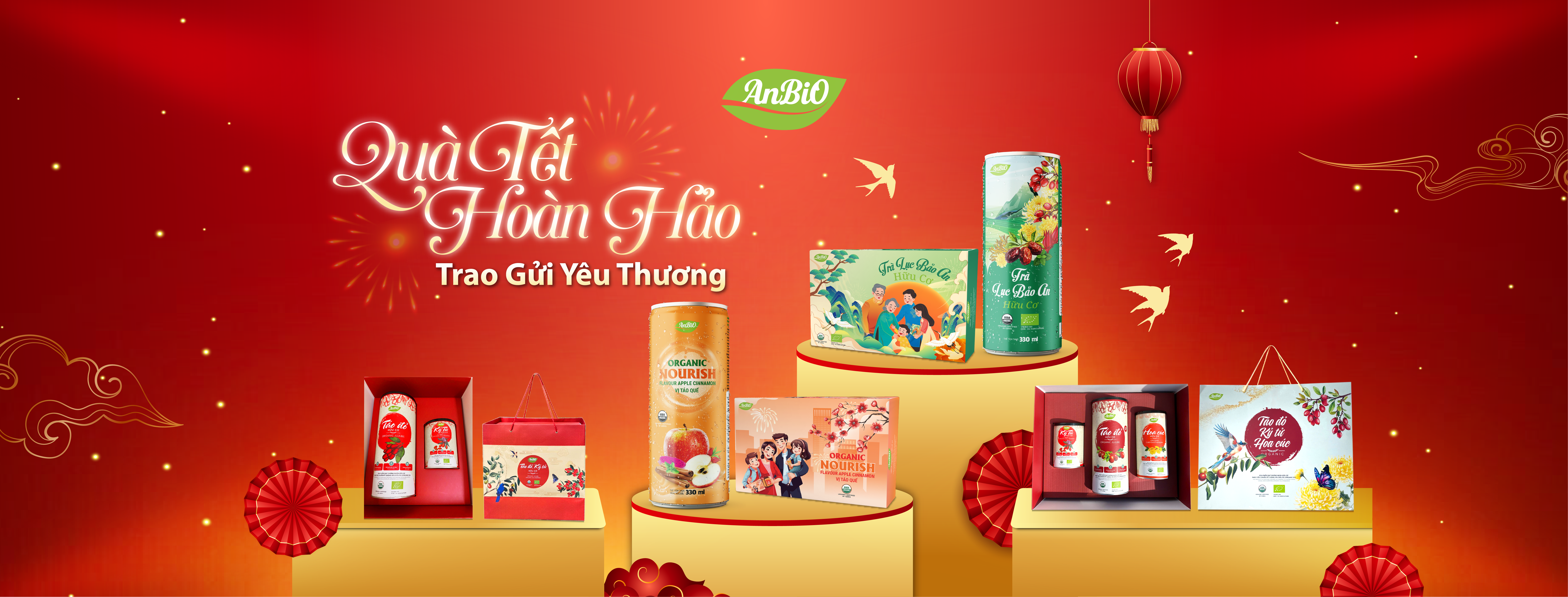 Banner set quà và nước uống Tết 2025