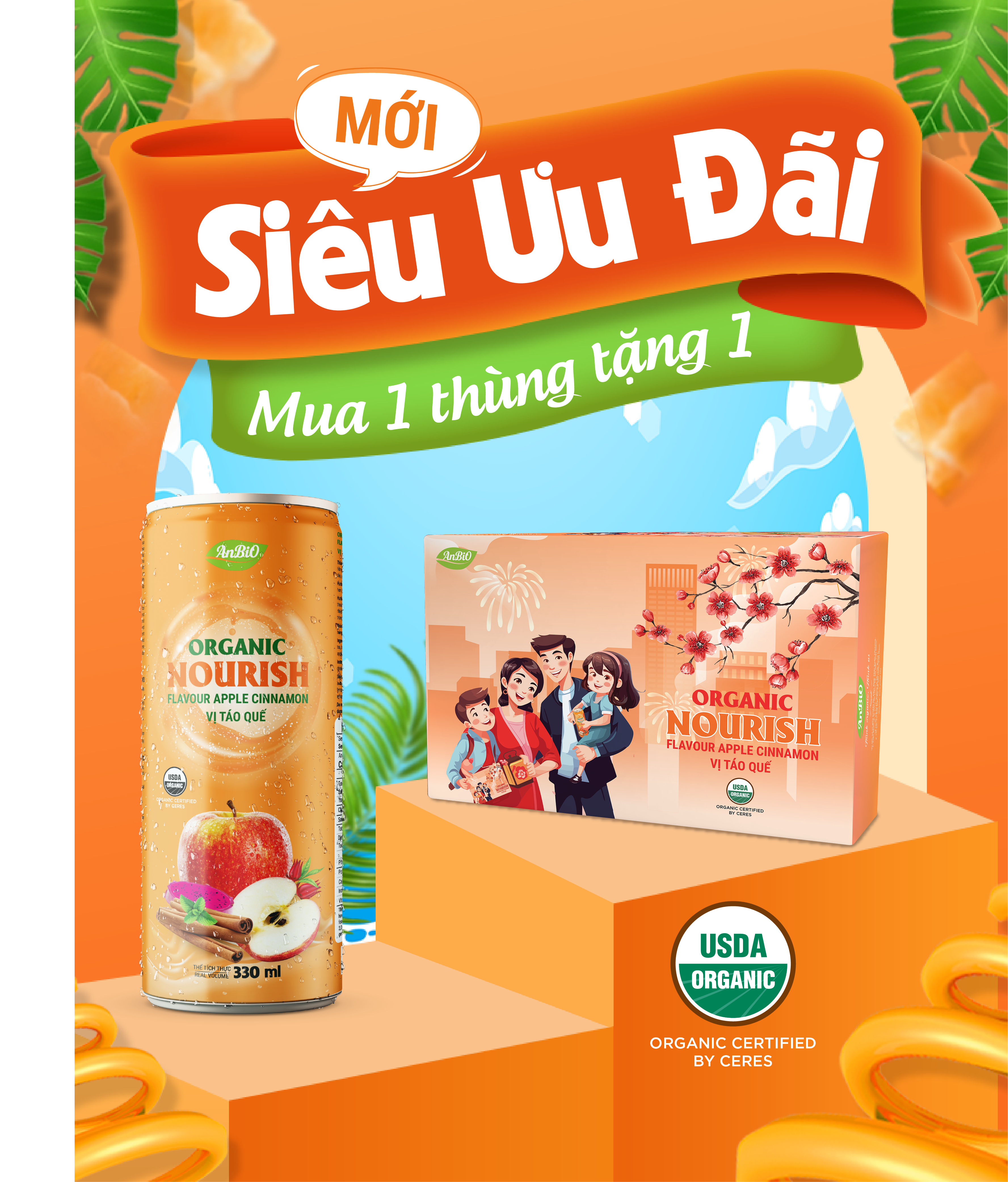 Siêu ưu đãi - Nước uống hữu cơ Nourish vị Táo Quế