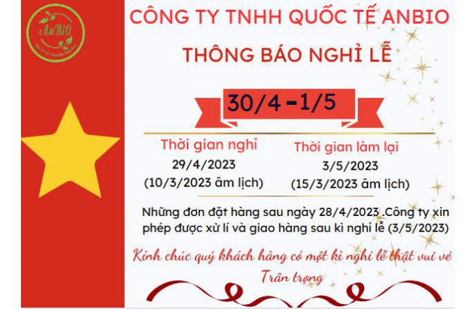 THÔNG BÁO NGHỈ LỄ 30/4-1/5 2023