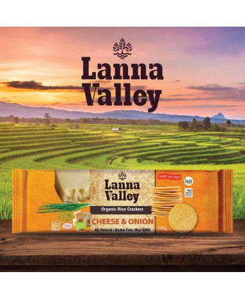 Lanna Valley Bánh gạo vị phô mai và hành tây hữu cơ 100g