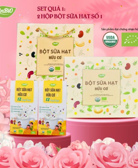 Set Quà Bột Sữa Hạt hữu cơ AnBiO (Set 1: 2 hộp bột sữa hạt 12 loại hạt)