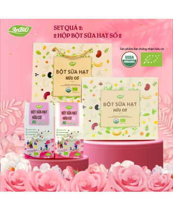 Set Quà Bột Sữa Hạt hữu cơ AnBiO (Set 2: 2 hộp bột sữa hạt 16 loại hạt)