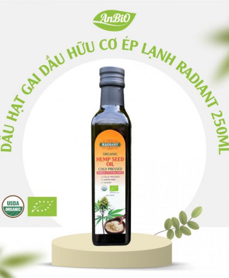 Dầu hạt gai dầu hữu cơ ép lạnh Radiant 250ml