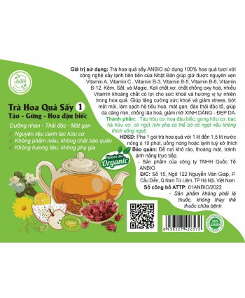 Trà hoa quả sấy ANBIO 1.Táo-gừng-hoa đậu biếc