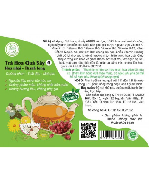 Trà hoa quả sấy ANBIO  4.Hoa nhài-Thanh long