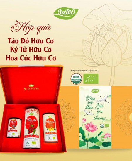 Set quà trao sức khỏe-gửi yêu thương (táo đỏ, kỷ tử, hoa cúc)