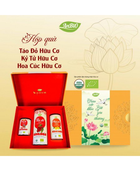 Set quà trao sức khỏe-gửi yêu thương (táo đỏ, kỷ tử, hoa cúc) 