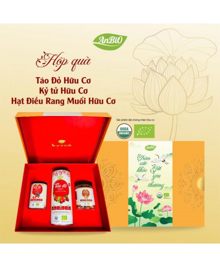 Set quà trao sức khỏe-gửi yêu thương (táo đỏ, kỷ tử, hạt điều có vỏ lụa) 