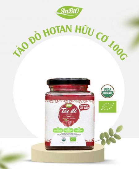 Táo đỏ Hotan hữu cơ 100g (Lọ thủy tinh)