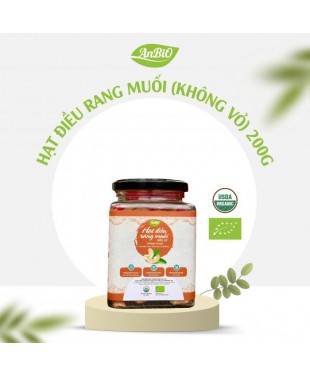 Hạt điều rang muối hữu cơ không vỏ lụa 200g ( Lọ thủy tinh)