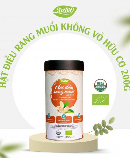 Hạt điều rang muối hữu cơ không vỏ lụa 200g